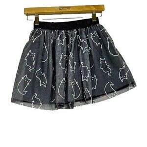 Cat & Jack Girls Black Tutu Skirt Medium 7/8 Sparkle Cats Tulle Sparkle stretch